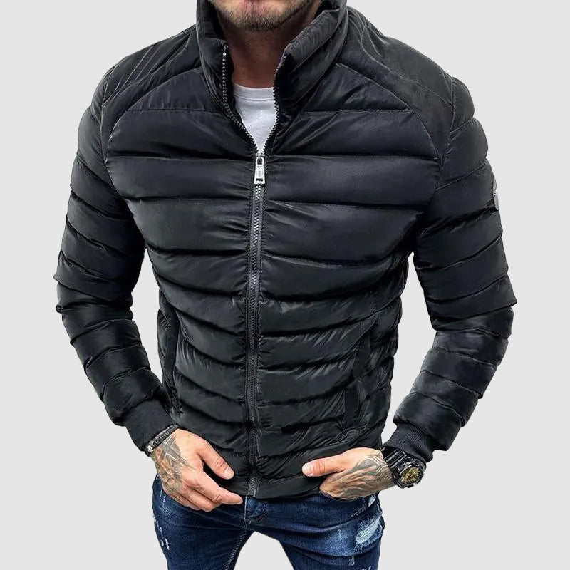 UrbanShield Heren Pufferjack – Slim Fit Winterjack met Hoge Kraag