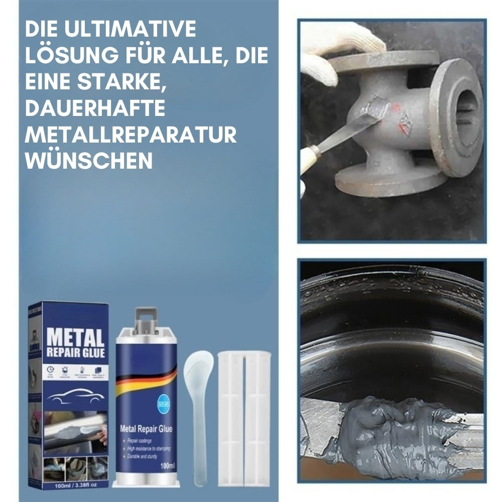 Hochleistungs-Metall-Reparaturkleber | Industriekleber voor Gietijzer, Staal & Aluminium | Hittebestendig & Waterdicht | 100ml Vloeibaar Metaal Reparatieset | Zilver