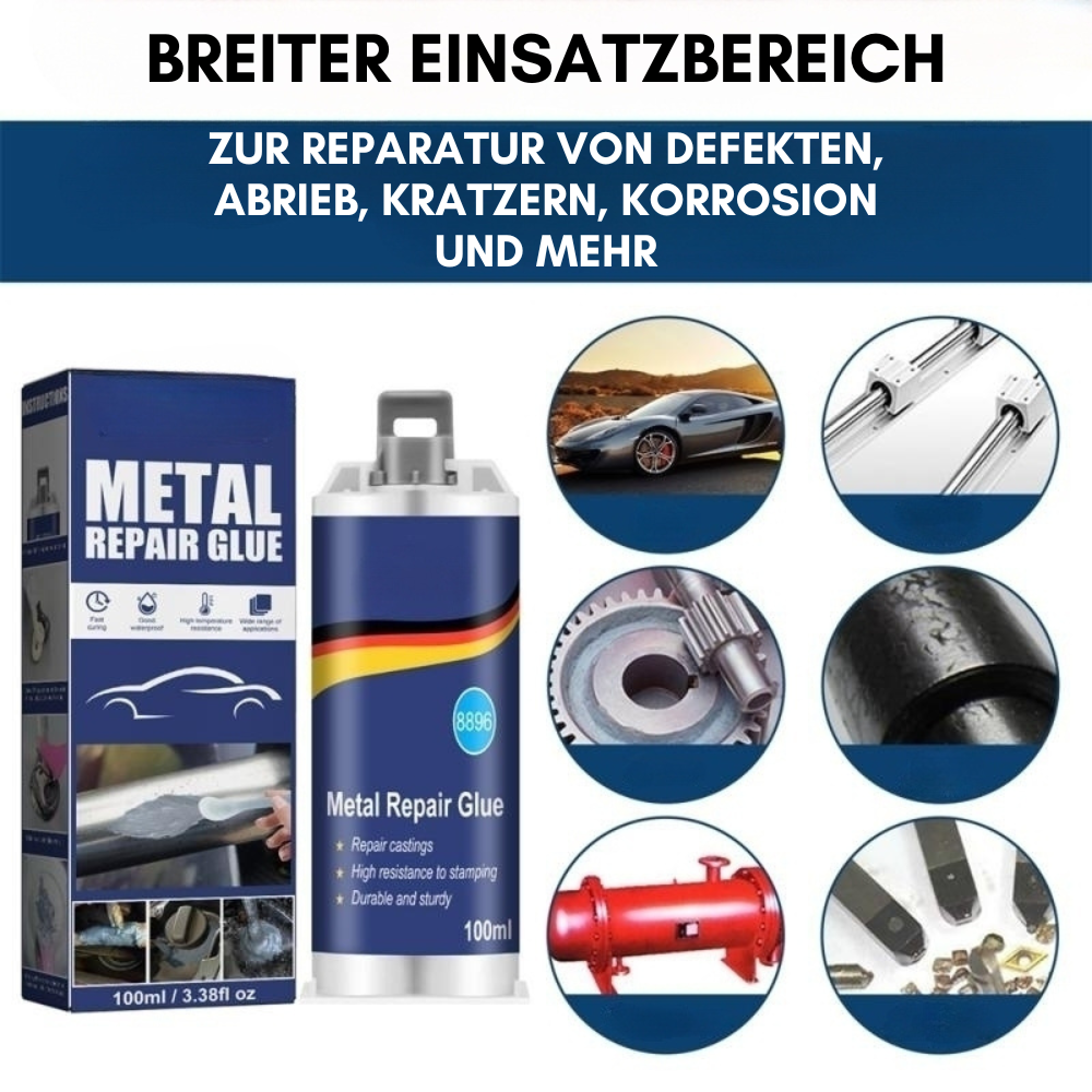 Hochleistungs-Metall-Reparaturkleber | Industriekleber voor Gietijzer, Staal & Aluminium | Hittebestendig & Waterdicht | 100ml Vloeibaar Metaal Reparatieset | Zilver