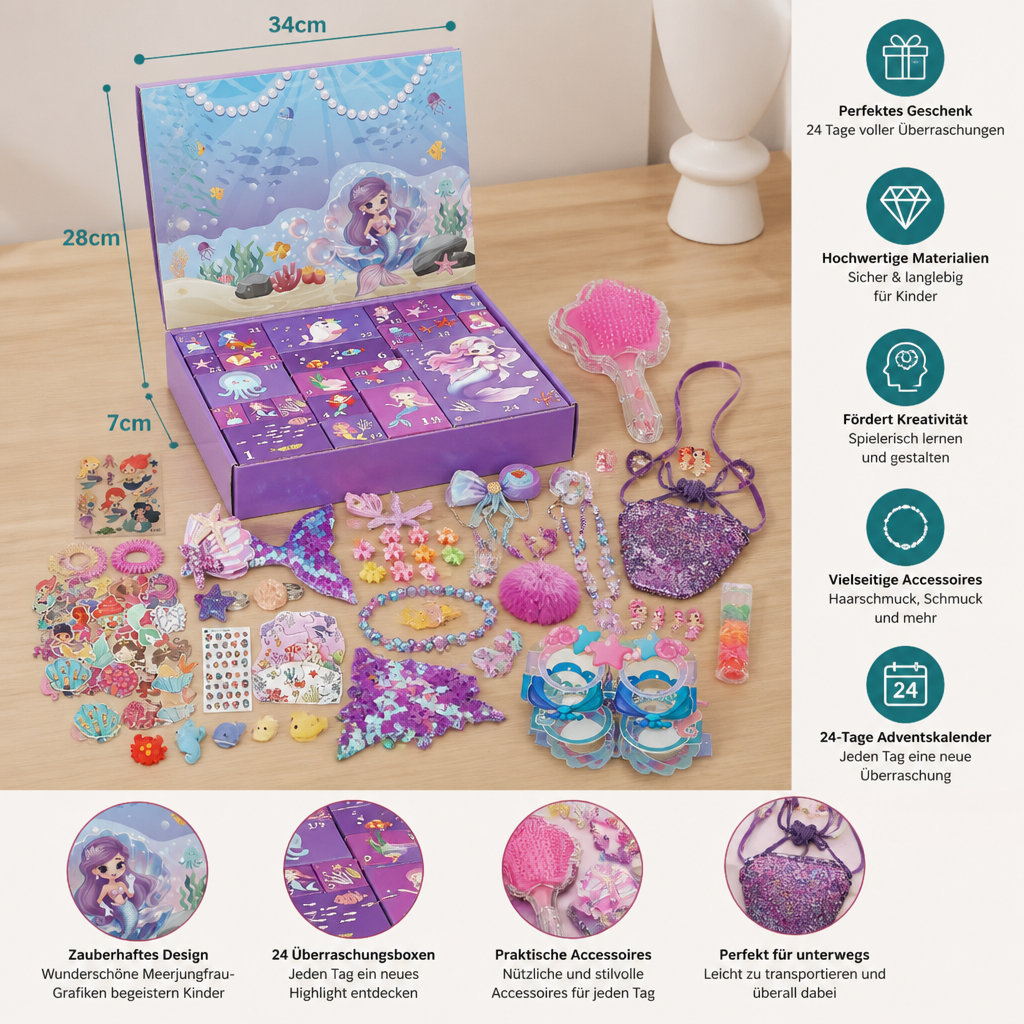 Zeemeermin Adventskalender – 24 Dagen met Haaraccessoires & Verrassingen