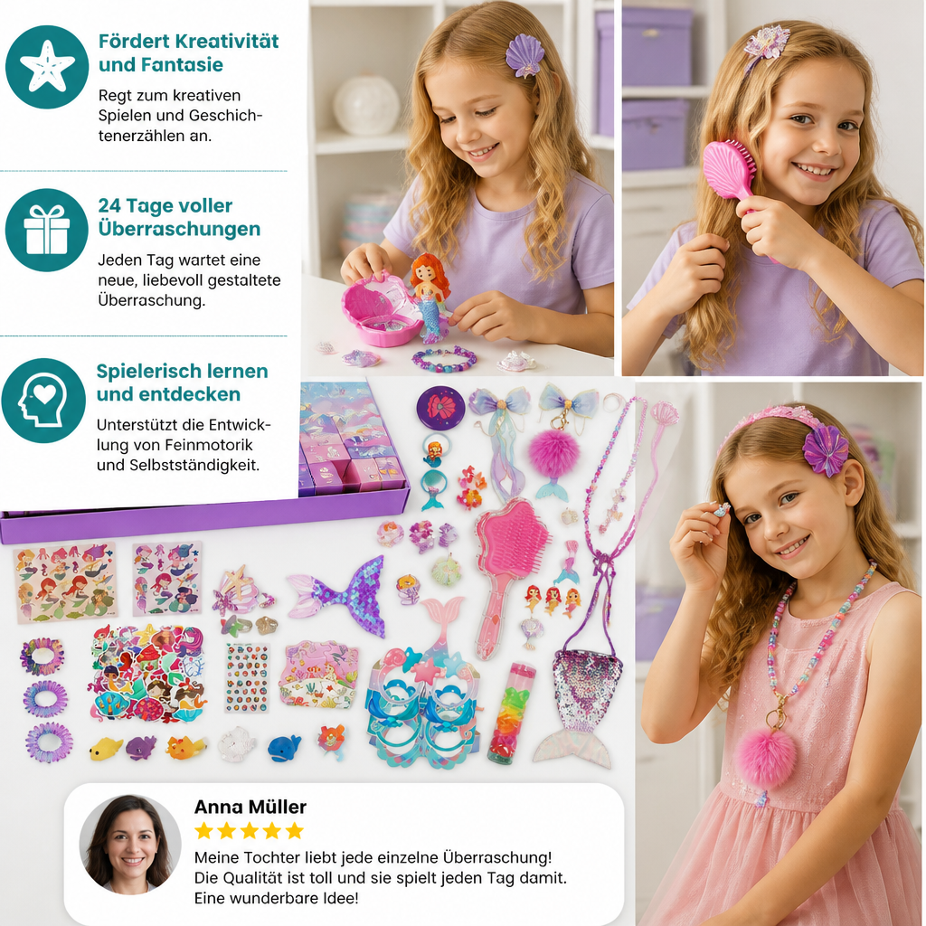 Zeemeermin Adventskalender – 24 Dagen met Haaraccessoires & Verrassingen