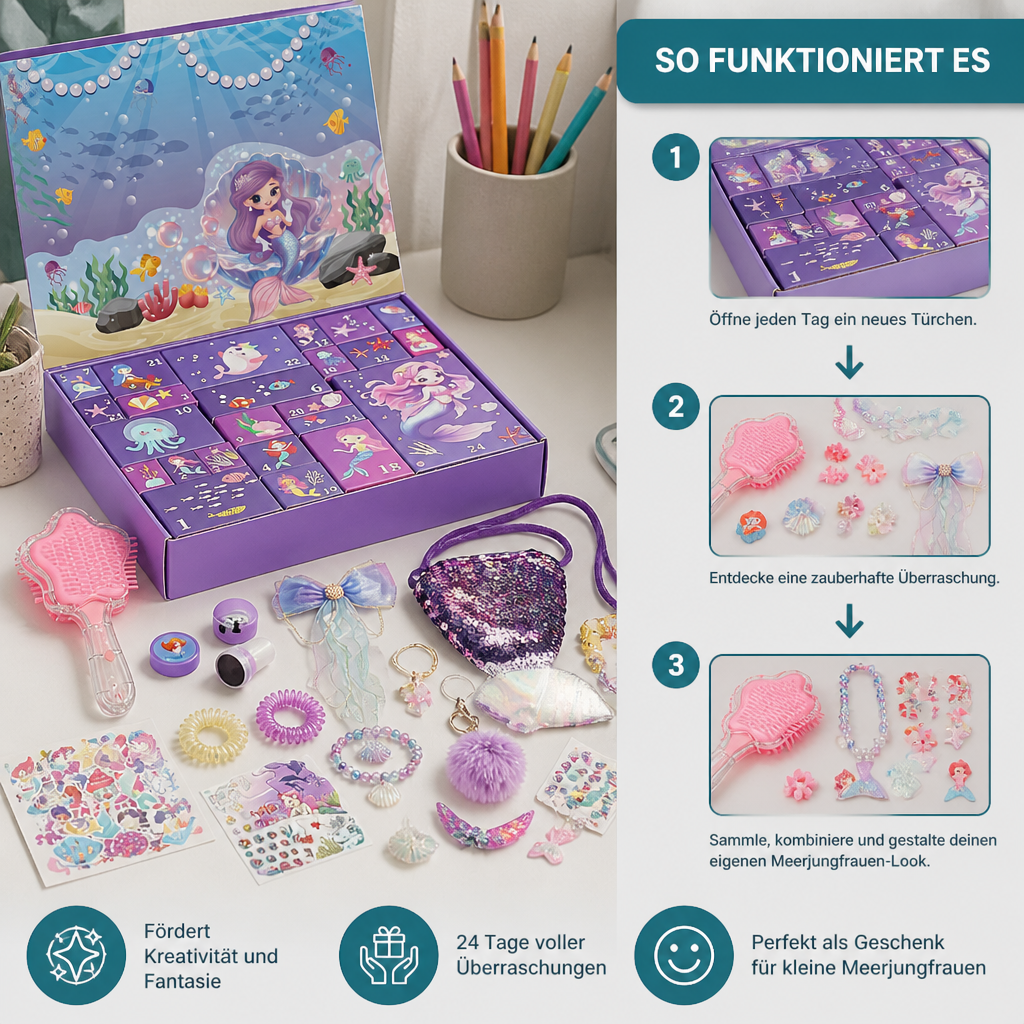 Zeemeermin Adventskalender – 24 Dagen met Haaraccessoires & Verrassingen