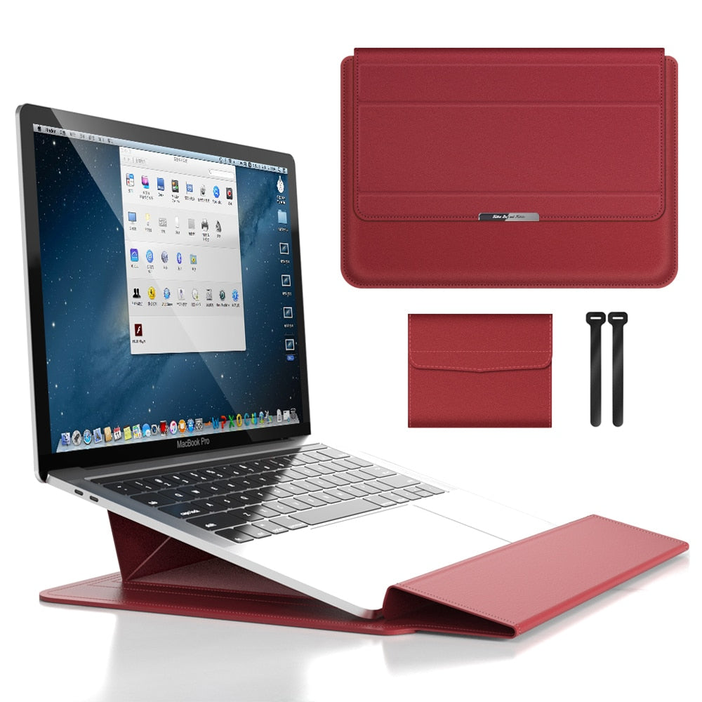 3-in-1 Waterdichte Laptop Sleeve met Schokbestendig Ontwerp en Accessoire Opslag - Elegante MacBook Hoes voor Reizen en Kantoor