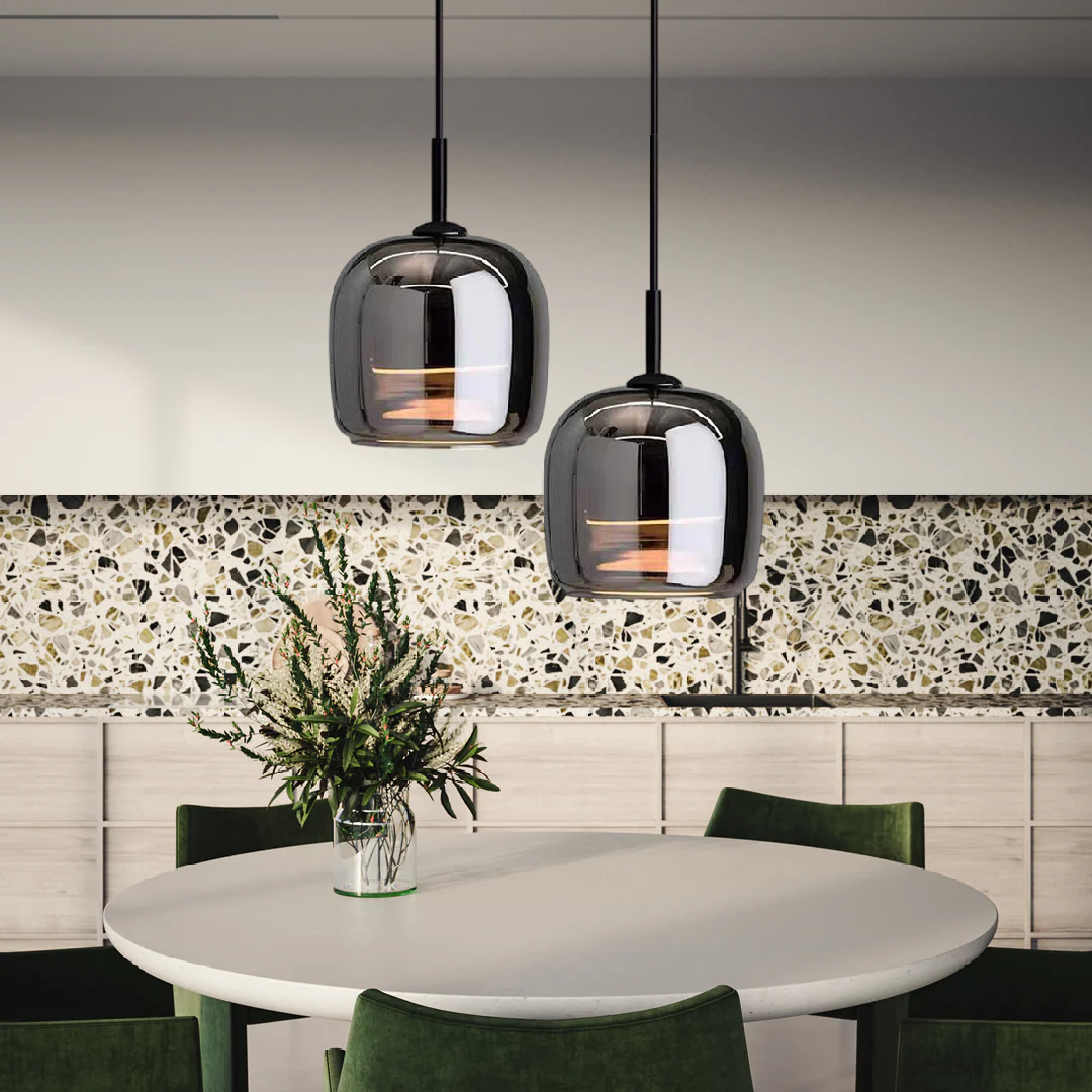 Noordse Zwarte Glazen Hanglamp
