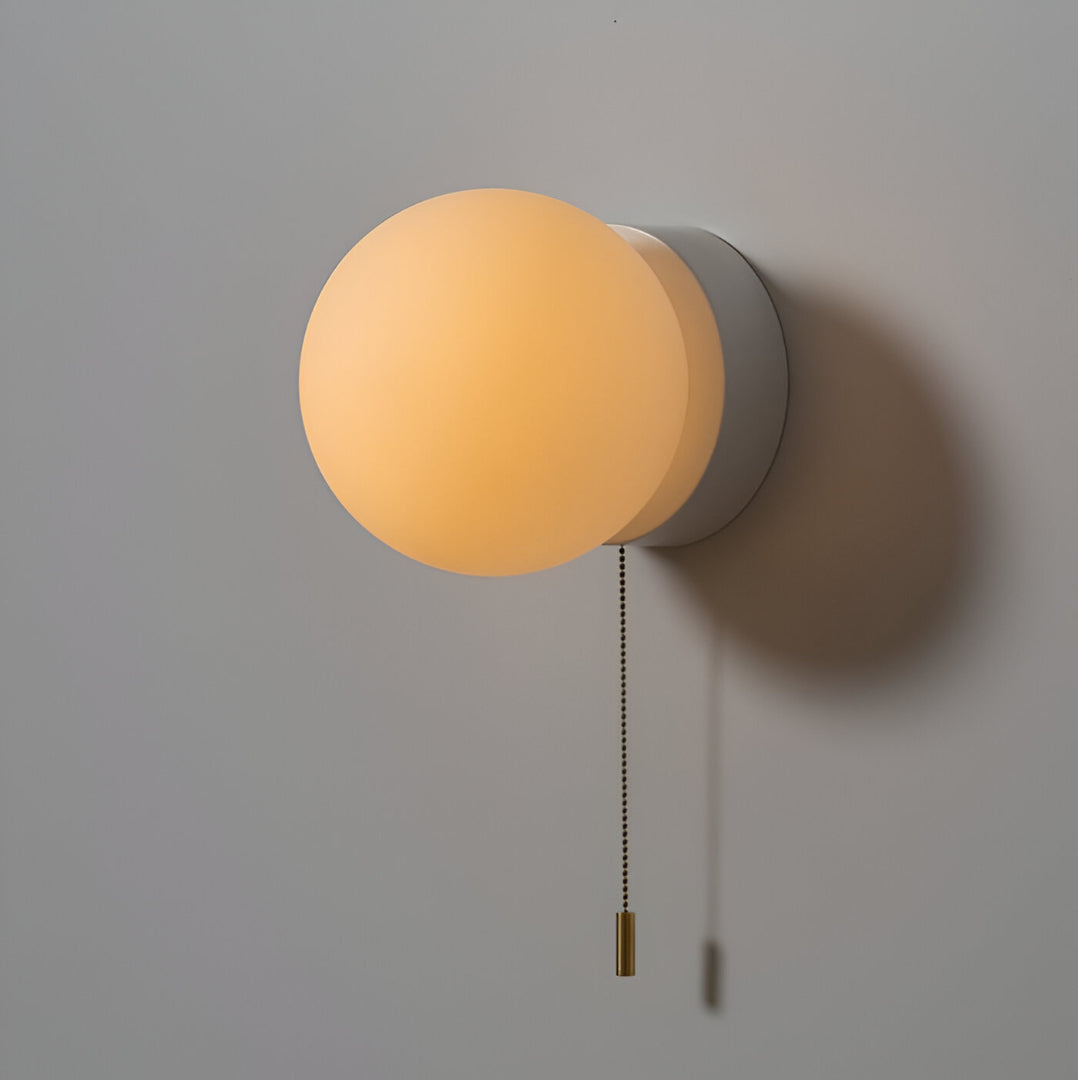 Nordic Minimalist Glas Globe Wandlamp LED 1-Licht met Trekschakelaar