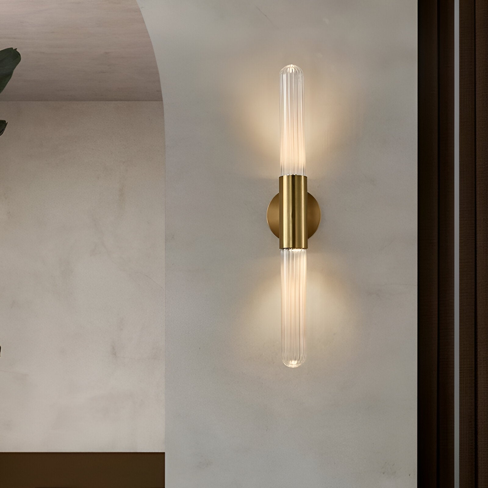 Nordic Water-Ripple Glas Messing Wandlamp LED 1-Licht