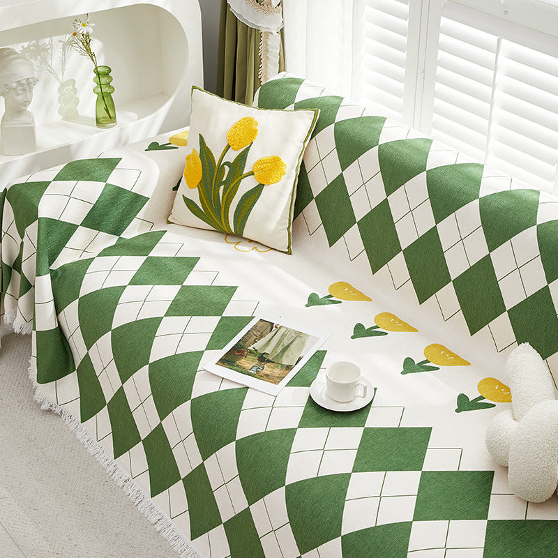 Geruite Bankdeken – Zachte Decoratieve Plaid voor Bank en Bed