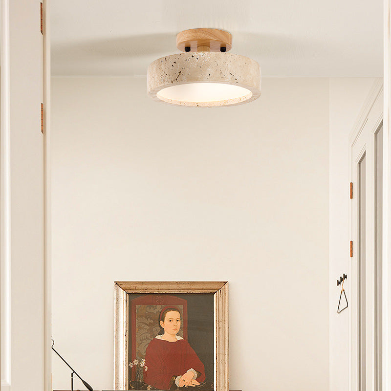 Moderne Minimalistische Travertin Ronde LED Plafondlamp 1-Lamp