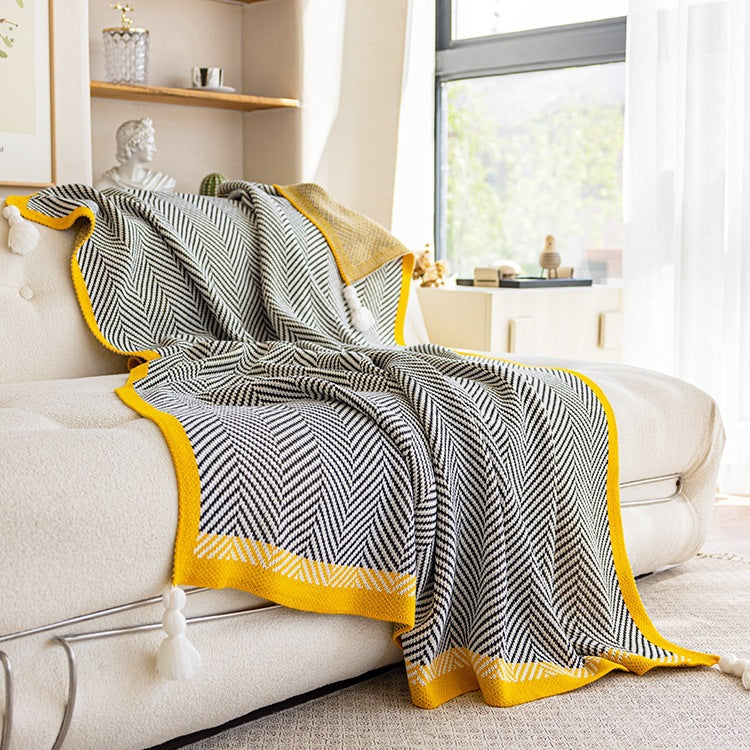 Gebreide Plaid Deken met Franjes – Decoratieve Bankdeken