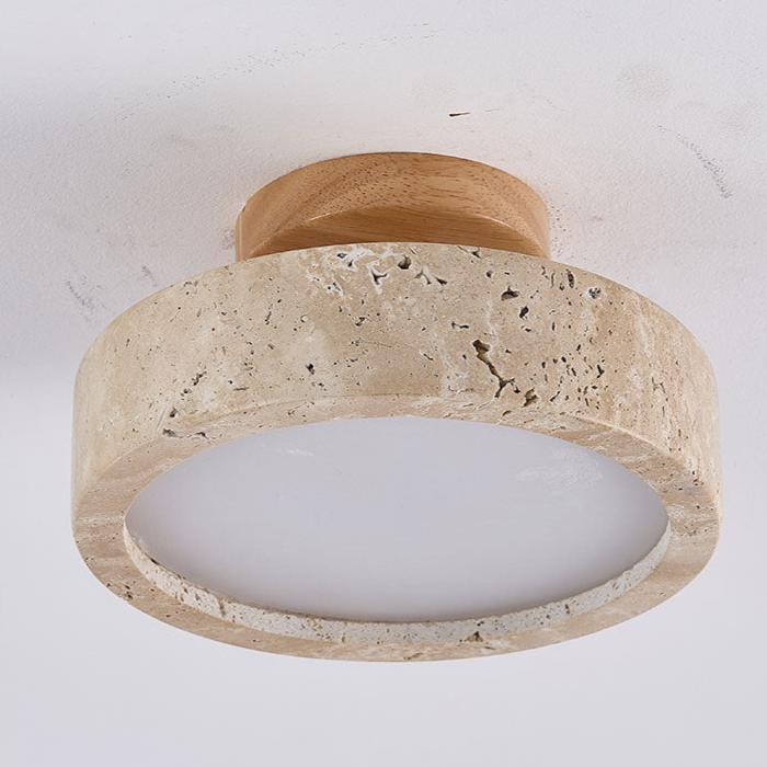 Moderne Minimalistische Travertin Ronde LED Plafondlamp 1-Lamp