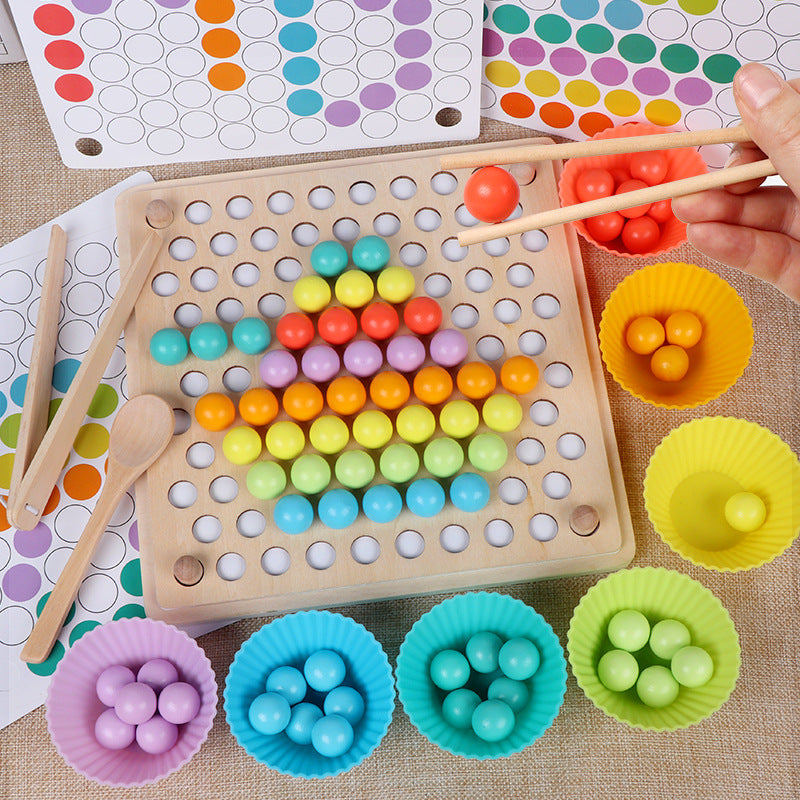 Montessori Houten Bal Sorteerspel Kleurherkenning en Cijfers