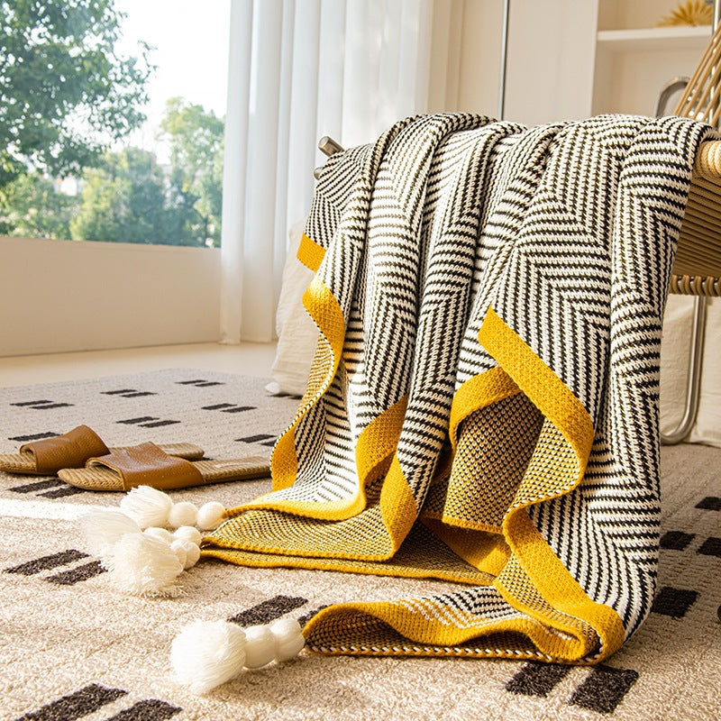 Gebreide Plaid Deken met Franjes – Decoratieve Bankdeken