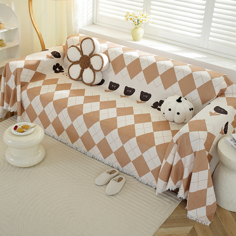 Geruite Bankdeken – Zachte Decoratieve Plaid voor Bank en Bed