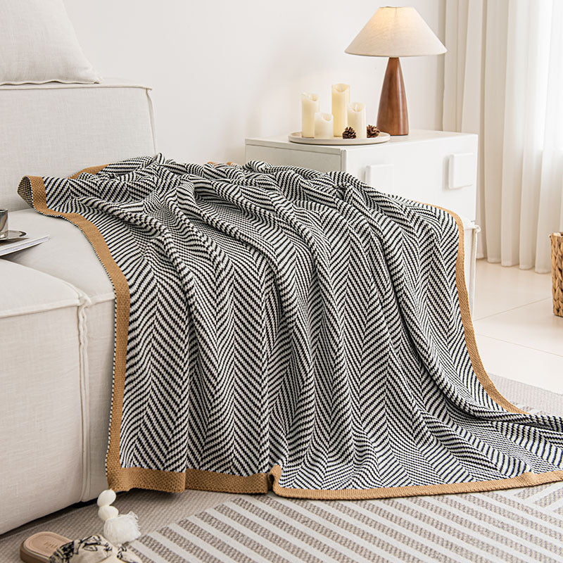 Gebreide Plaid Deken met Franjes – Decoratieve Bankdeken