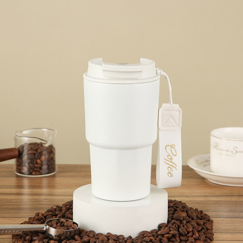 Dames Koffiebeker met Siliconen Deksel – Herbruikbare Reisdrinkbeker