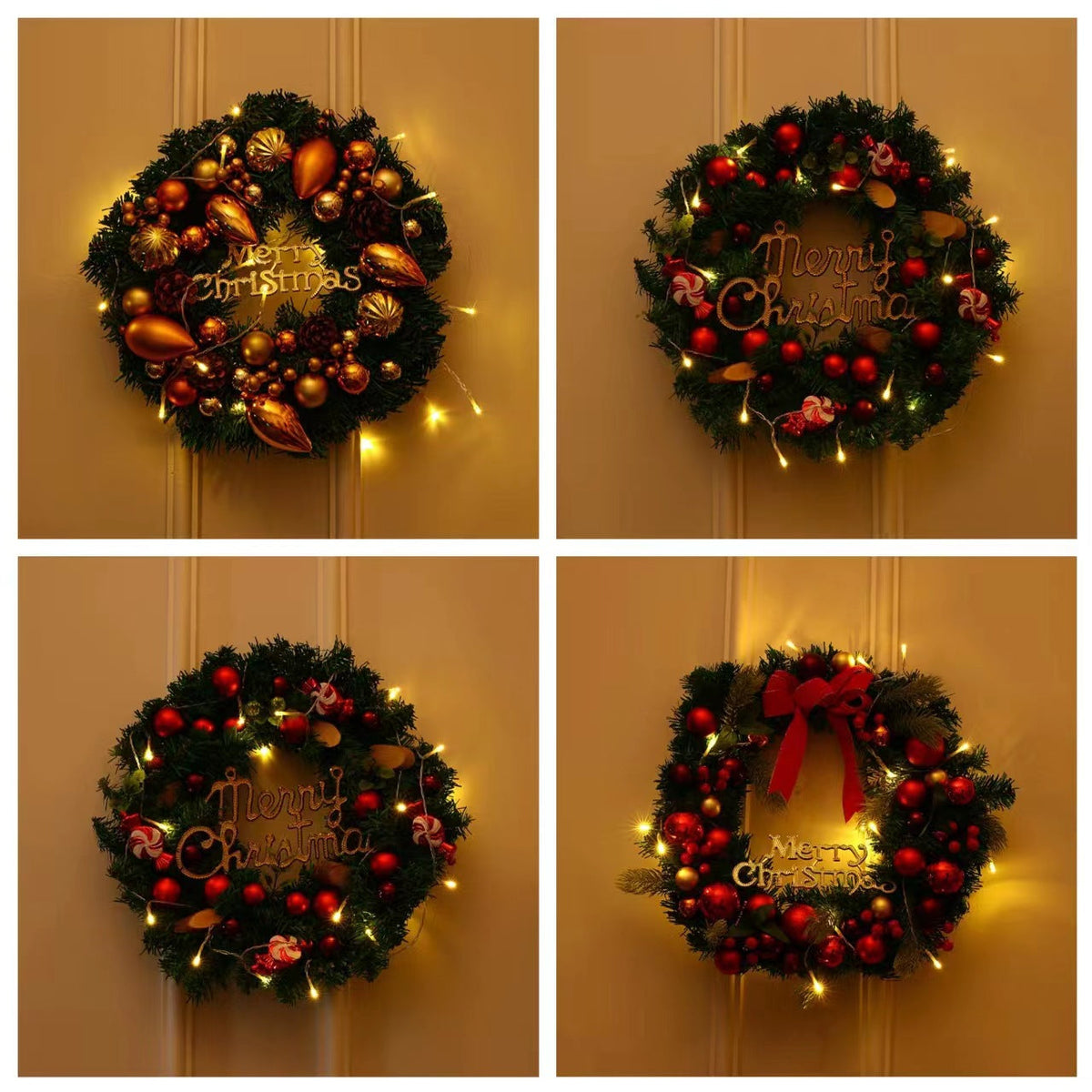 Verlichte Kerstkrans met LED-verlichting – Feestelijke Kerstdecoratie
