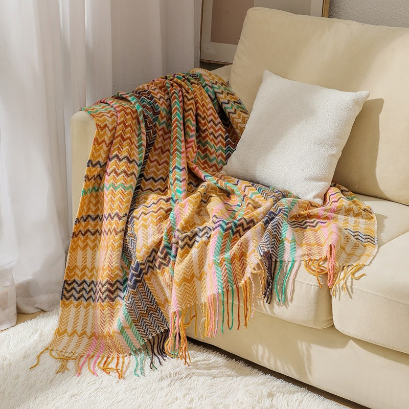 Geweven Plaid Deken met Franjes – Decoratieve Bankdeken