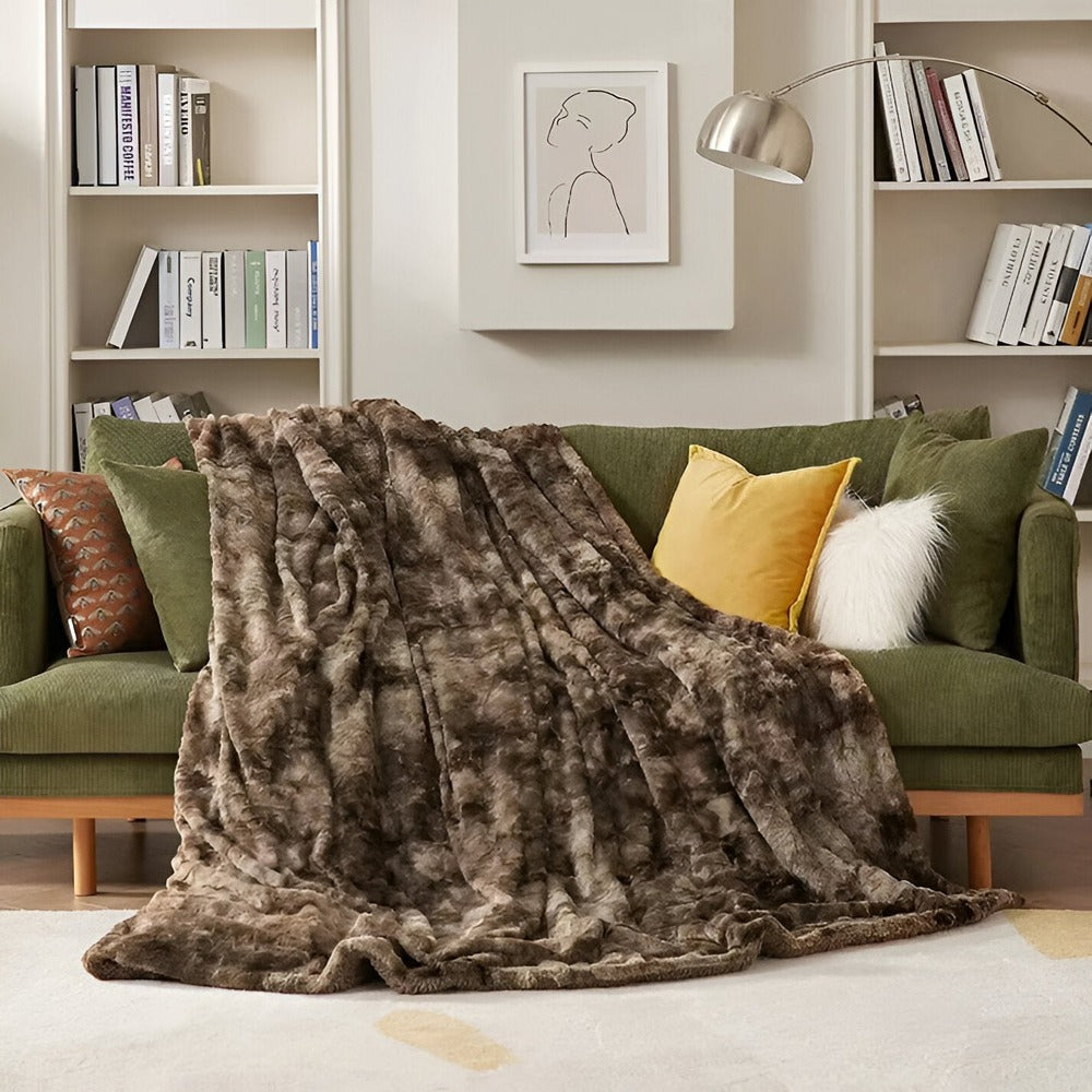 Zachte Velours Winterdeken – Warme Koraalfleece Plaid met Batikpatroon