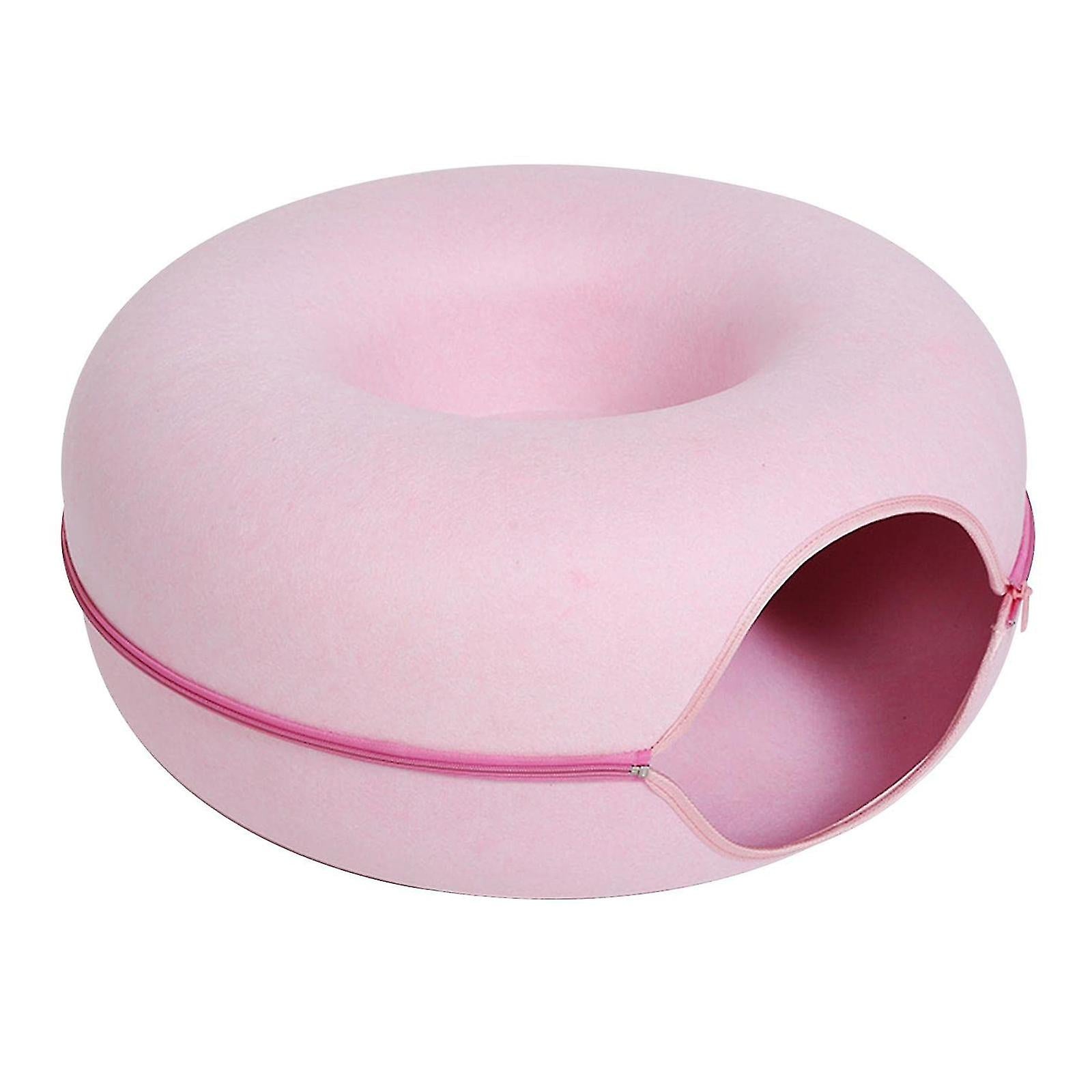 Gezellige Donut Kattenbed – Pluche Materiaal, Antislip Onderkant, 20-Inch Diameter, Ideaal voor Ontspanning en Spel
