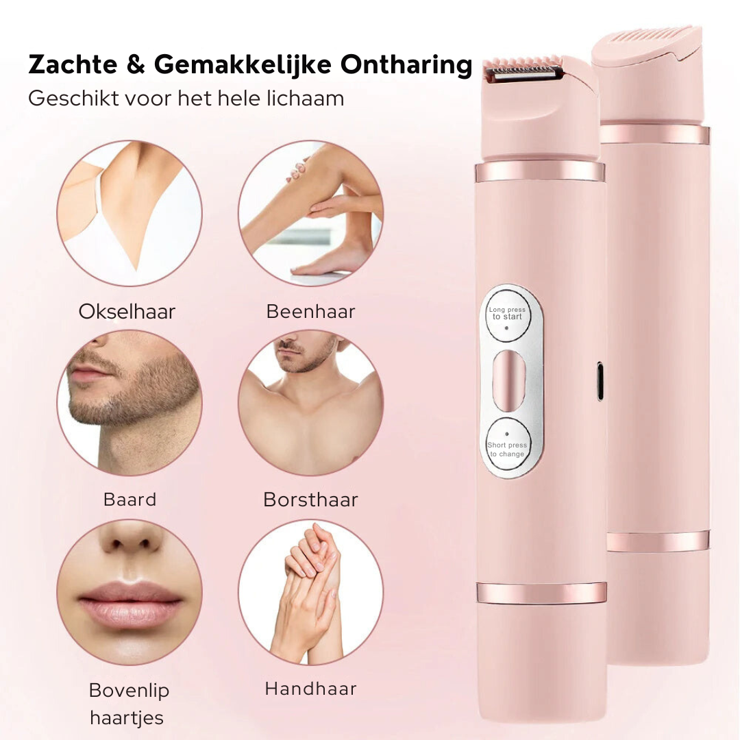 Dames Pijnloze Scheerapparaat – Elektrische Ontharingsshaver voor Gezicht, Oksels en Bikinilijn