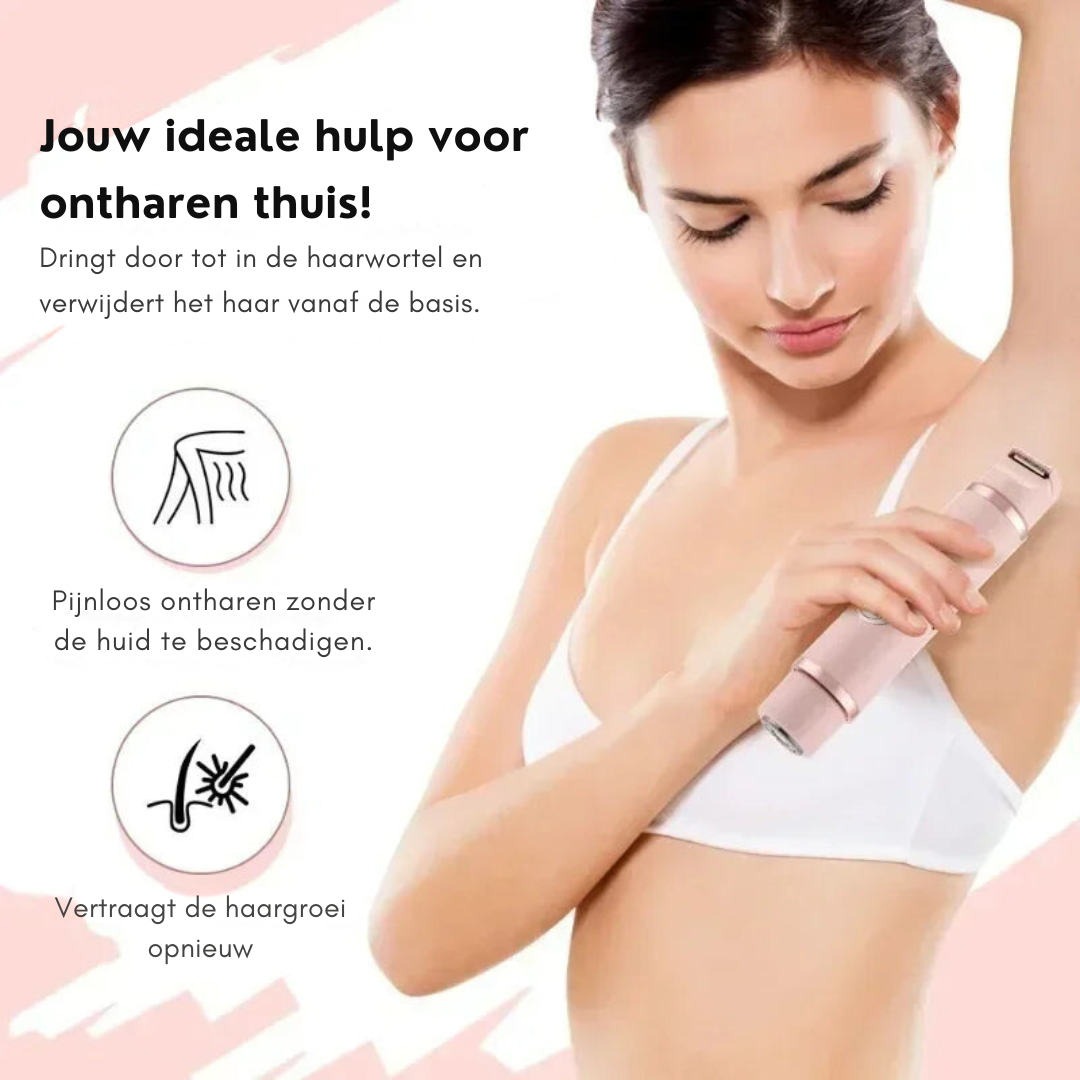 Dames Pijnloze Scheerapparaat – Elektrische Ontharingsshaver voor Gezicht, Oksels en Bikinilijn