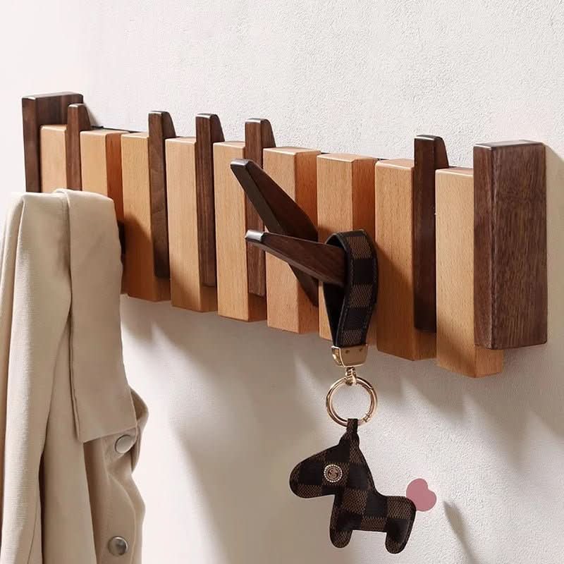 Wandgarderobe in piano-design | Handgemaakt hout | Natuur