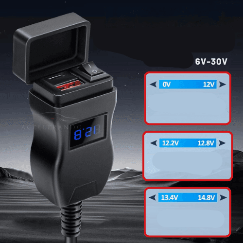 LuxCharge Elite Duo | Luxe dual USB oplader voor motorfietsen