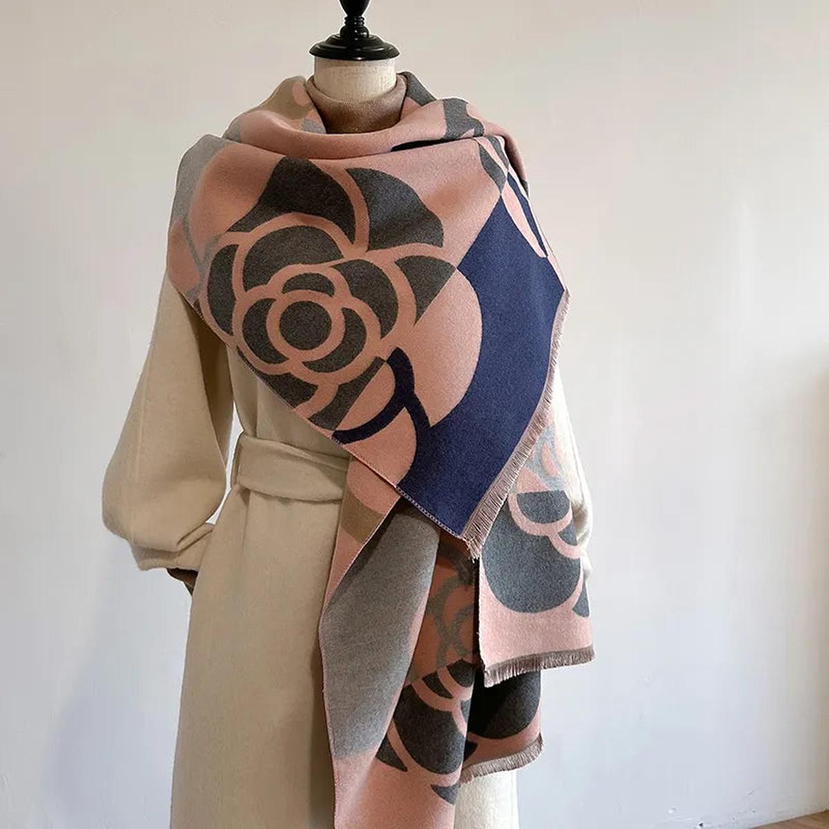 Reversibele Bedrukte Kasjmier Sjaal – Elegant en Warm