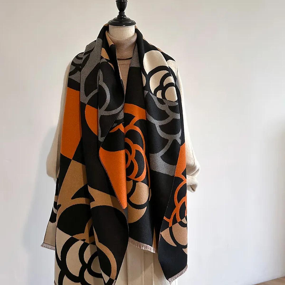 Reversibele Bedrukte Kasjmier Sjaal – Elegant en Warm