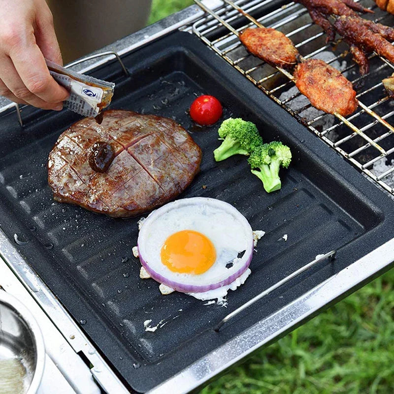 Feurossa Gietijzeren Grillplaat Omkeerbare Plaat | Voor Gasgrill & Fornuis | 25 × 30 cm | Voor Pizza, Vlees, Groenten & Vis