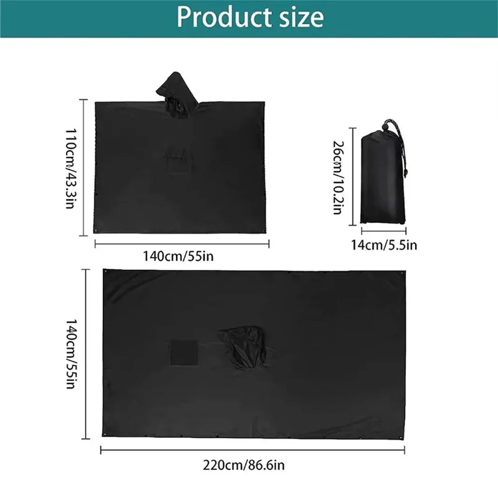 3-in-1 Buiten Militair Regenmantel - Met Kapuze, waterdichte Regenponcho met Mouwen, Motor Regenbedekking, ideaal voor Kamperen, Wandelen en Reizen