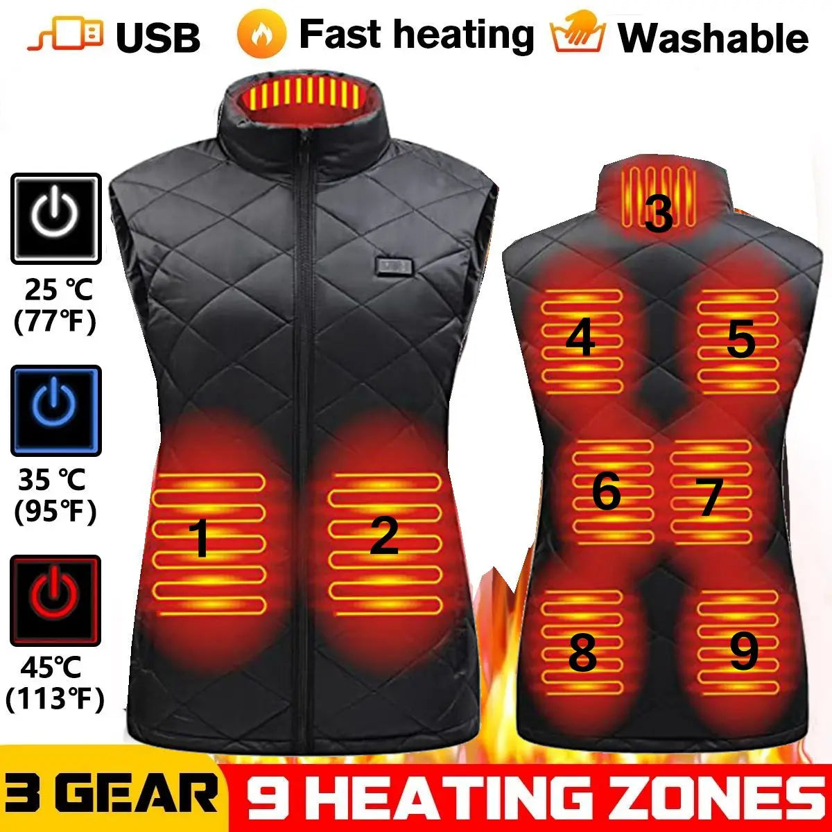 ThermaBelle Dames Verwarmingsvest | USB-Verwarmd Vest met Infrarot Technologie | Warmteregulerend & Licht | Ideaal voor Herfst & Winter