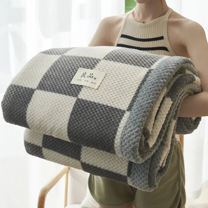 Geruite Deken – Zachte Plaid voor Bank en Bed met Klassiek Blokpatroon