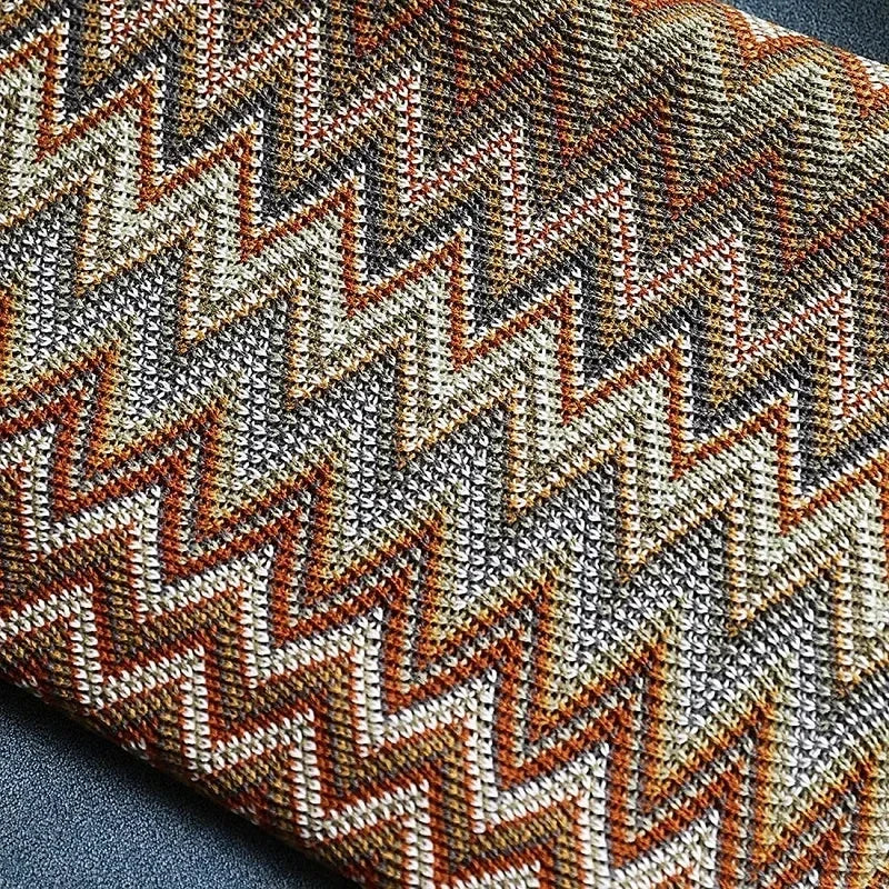 Boho Plaid met Franjes – Zachte Deken met Geometrisch Patroon in Warme Kleuren