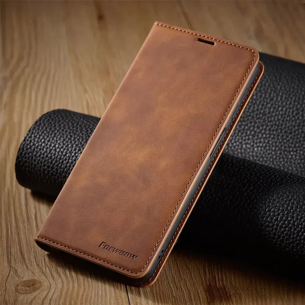 Samsung Hoes: Magnetische Lederen Tas voor Stijlvolle Bescherming