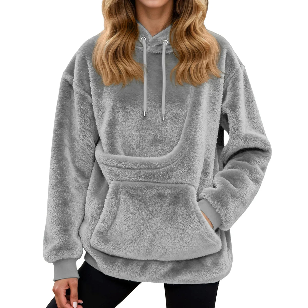 Oversized Fleece Hoodie met Kangoeroezak – Warme Damestrui voor Thuis