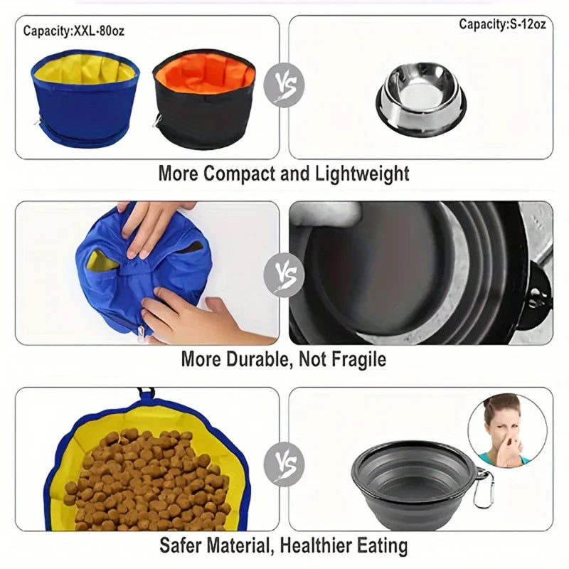 Opvouwbare Kom Nomadoo FoldBowl | Draagbare Voeder- & Waterbak voor Honden & Katten | Outdoor Reisbak van Oxford-stof | Ø 19 cm