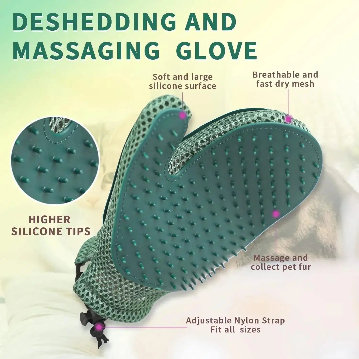 Pawrella 2-in-1 Huisdierhandschoen | Vachtverzorging & Haarverwijdering in één | Voor katten & honden | Siliconen nopjes | Wasbaar
