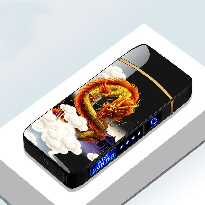 Oplaadbare USB Plasma Aansteker met Winddichte Dubbele Boogvlam – Stijlvol Metaalontwerp voor Binnen- en Buitengebruik
