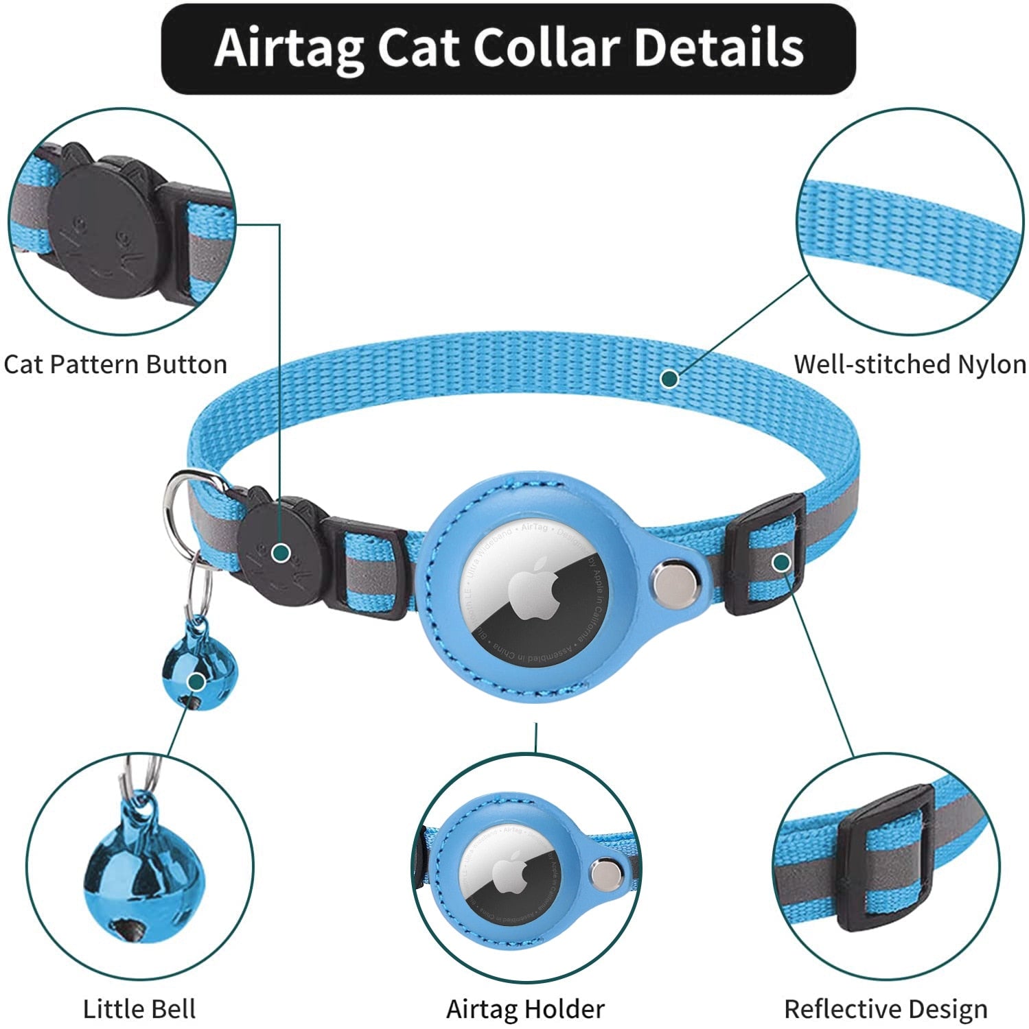 Airtag Kat Tracking Halsband - GPS Vinder & Antiverlies