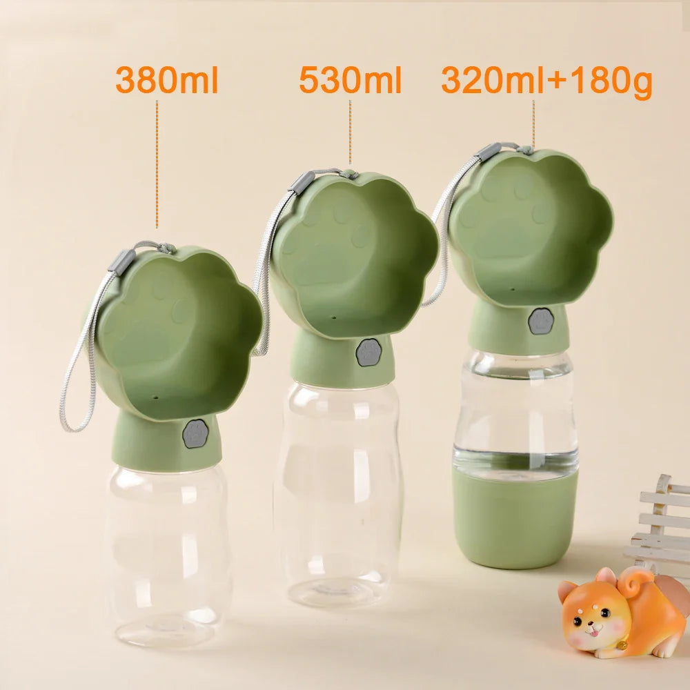 PetGo DuoBottle | 2-in-1 Hondenfles & Voedselopslag | Lekvrij & Draagbaar | Voor Onderweg, Wandelen & Reizen
