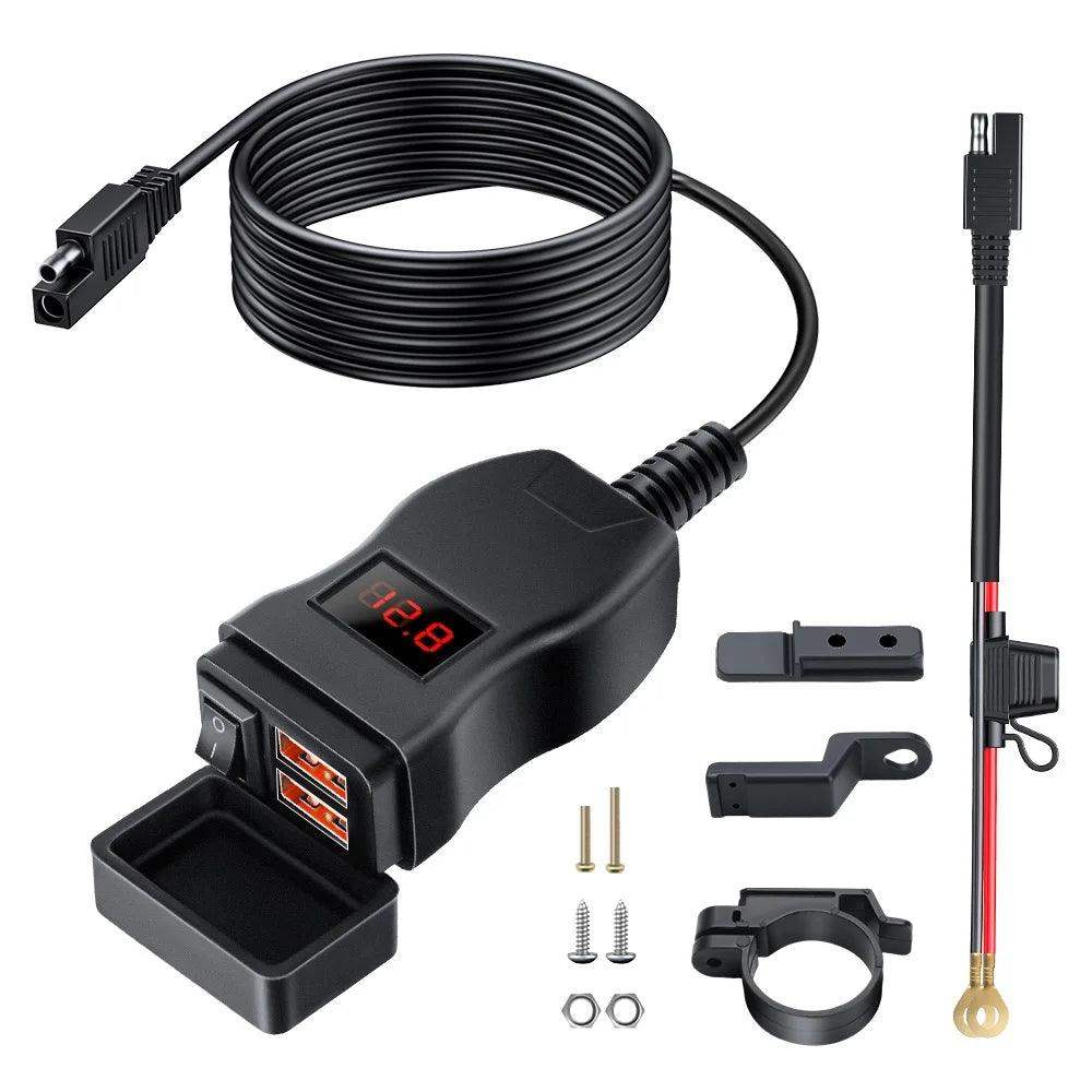 LuxCharge Elite Duo | Luxe dual USB oplader voor motorfietsen