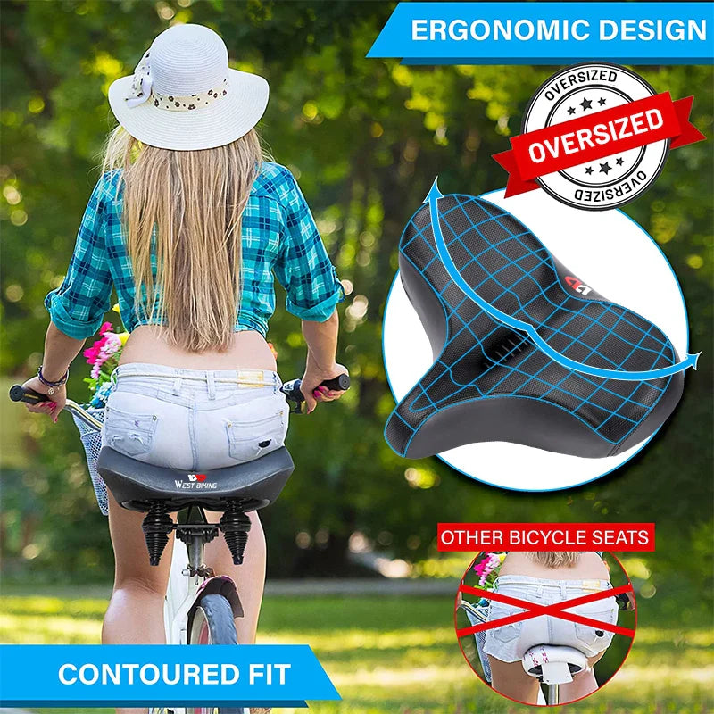 Comfortabele Ergonomische Fiets Zadel met Verbrede Kussen voor Lange Afstand Fietsen – Compatibel met MTB, E-Bikes en Meer