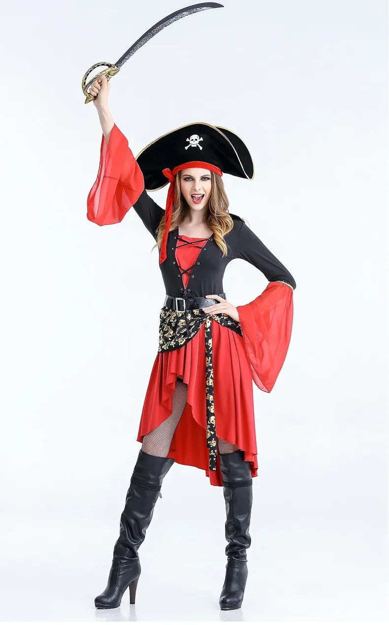 Dames Piraten Halloween Kostuum Jurk | Midi