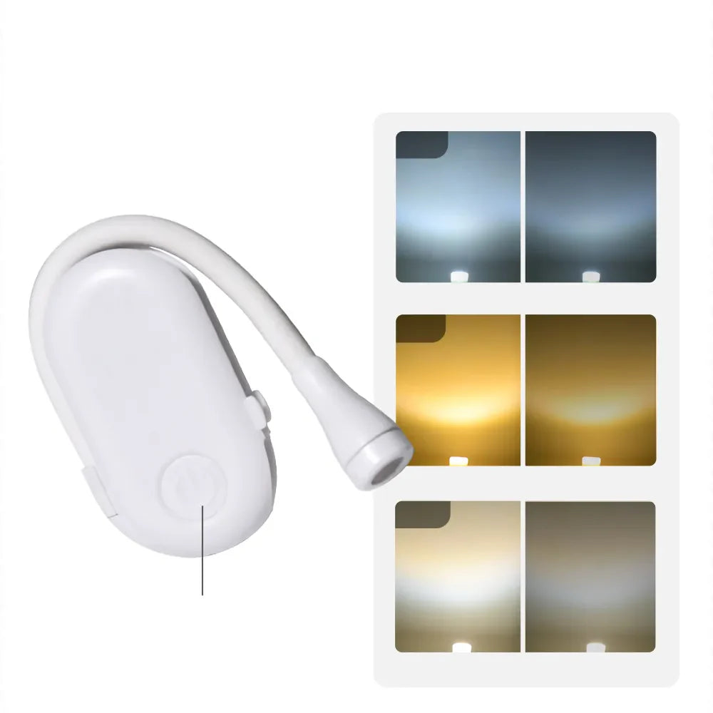 GlowLeaf – Clip-on Mini-Leeslamp met USB-oplading en 360° Rotatie voor Nachtelijk Lezen