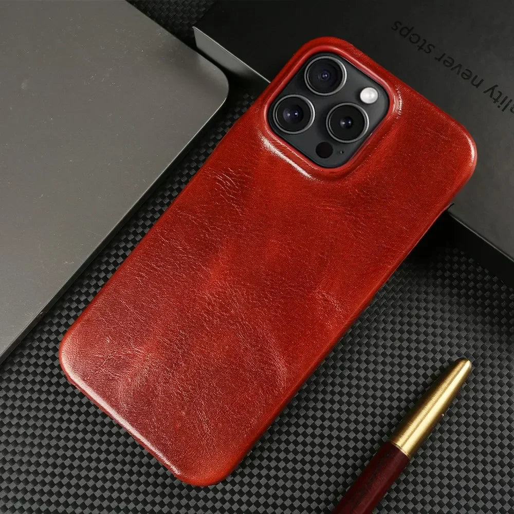 Crownline Handgemaakte iPhone Hoes Van Echte Runderleer