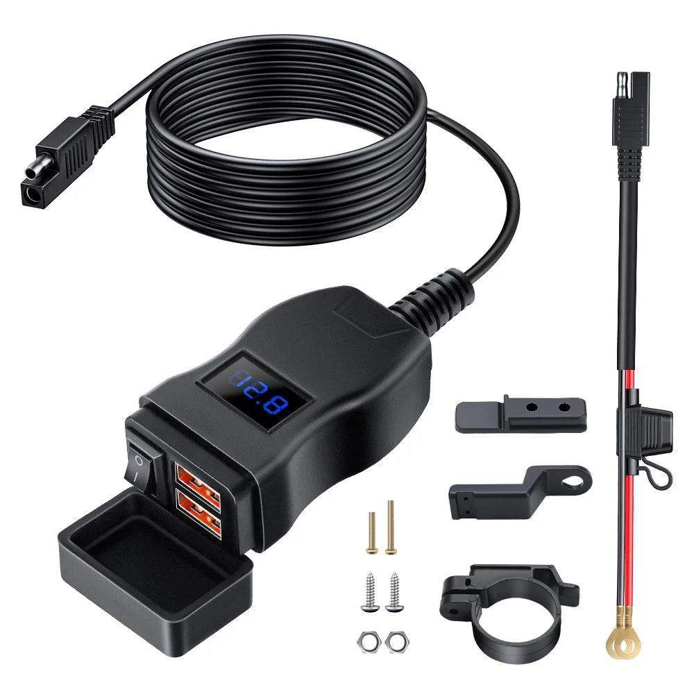 LuxCharge Elite Duo | Luxe dual USB oplader voor motorfietsen