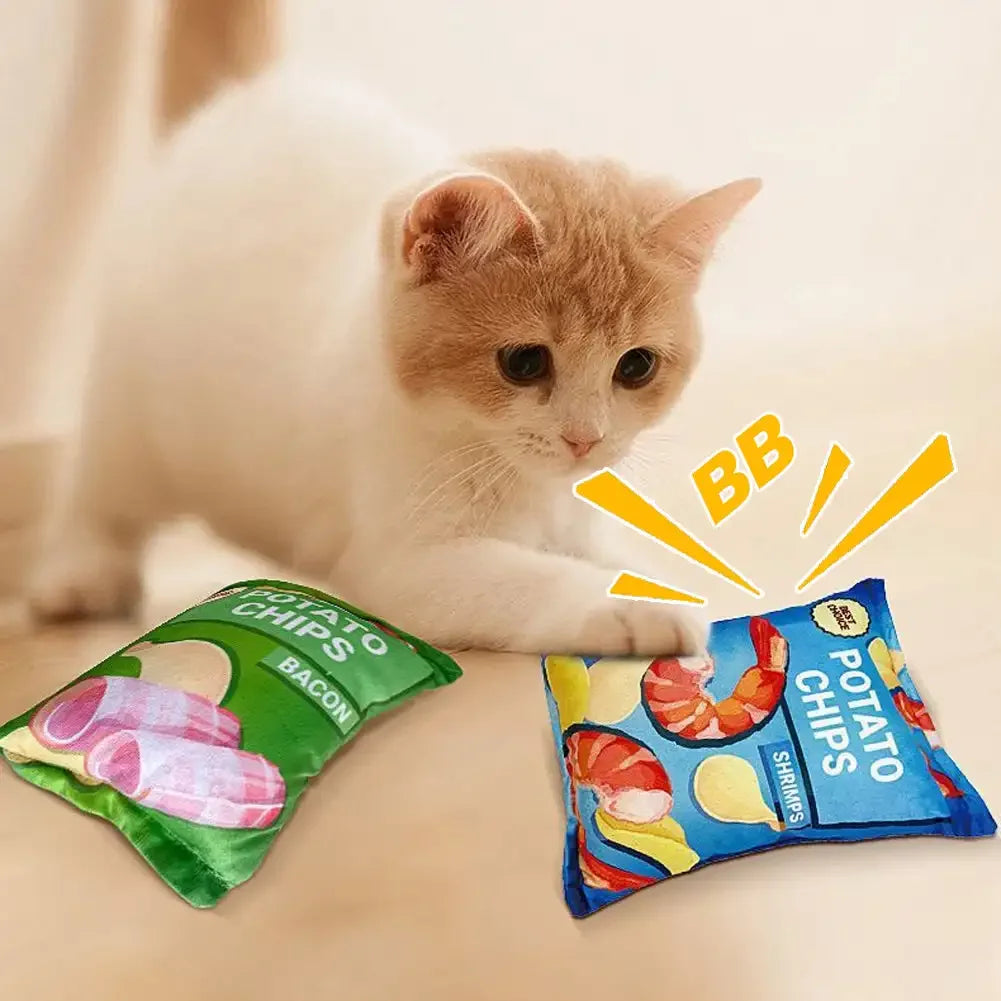 SnackPaws | Leuk knisper-speelgoed voor honden | Chips-ontwerp | Pluche & piepfunctie | Voor kleine & middelgrote honden