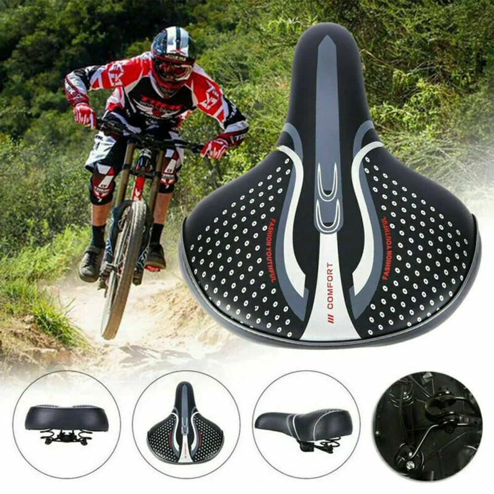 Extra Brede Comfort Fiets Zadels met Schokabsorptie - PU Leren Kussen voor Lange Afstand Fietsen