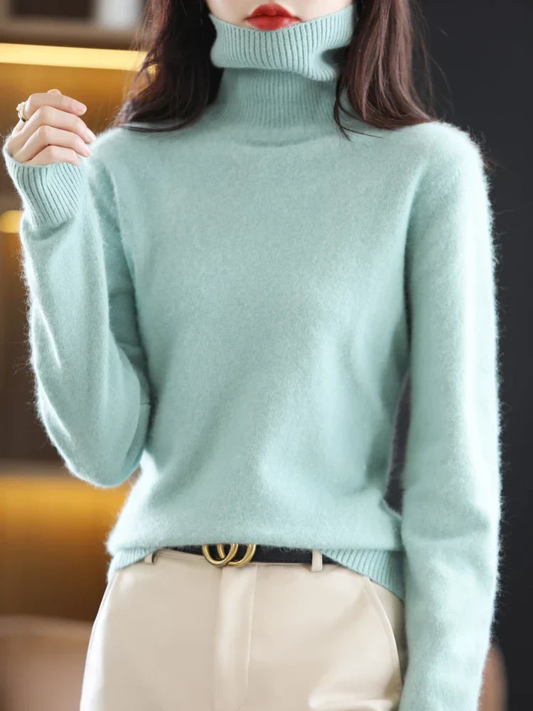 Dames 100 Procent Kasjmier Coltrui Warm Slim Fit Brei in 23 Kleuren